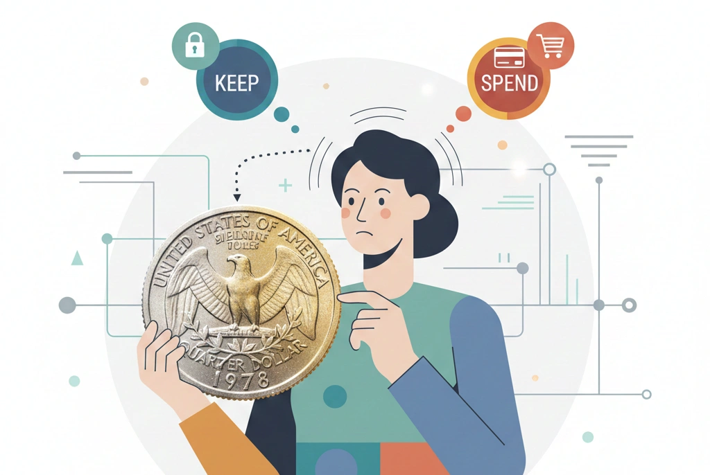 A collector debating whether to keep or spend a 1978 quarter