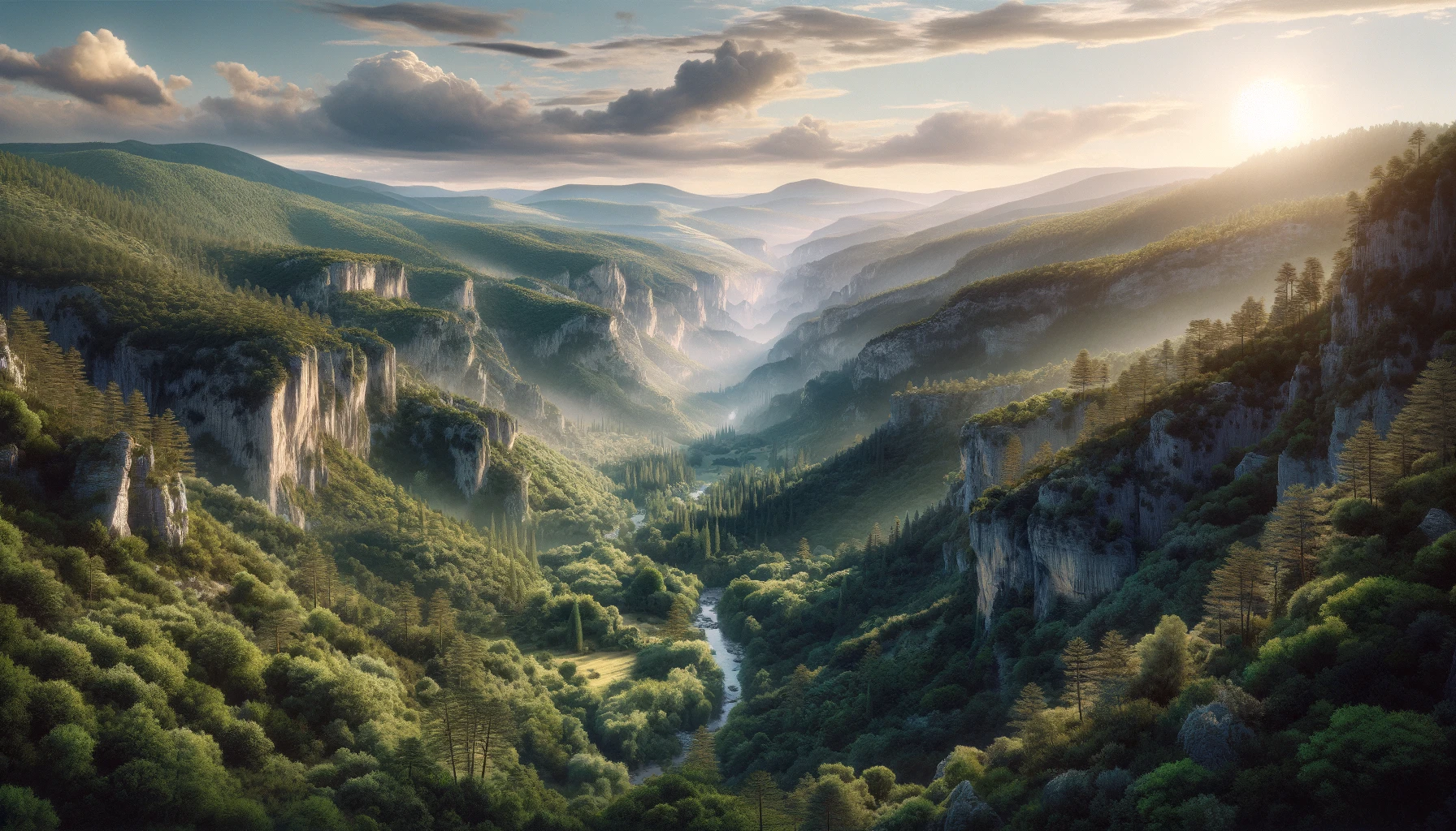 Cévennes National Park in France, showcasing its rugged beauty with a mix of forests, gorges, and rolling hills.